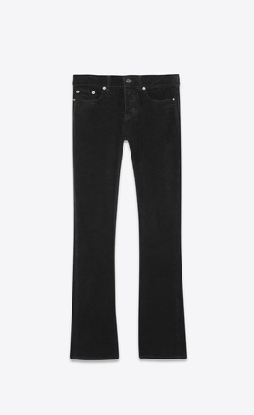 SAINT LAURENT Denim Trousers Man Low-rise bootcut jeans in black corduroy a_V4
